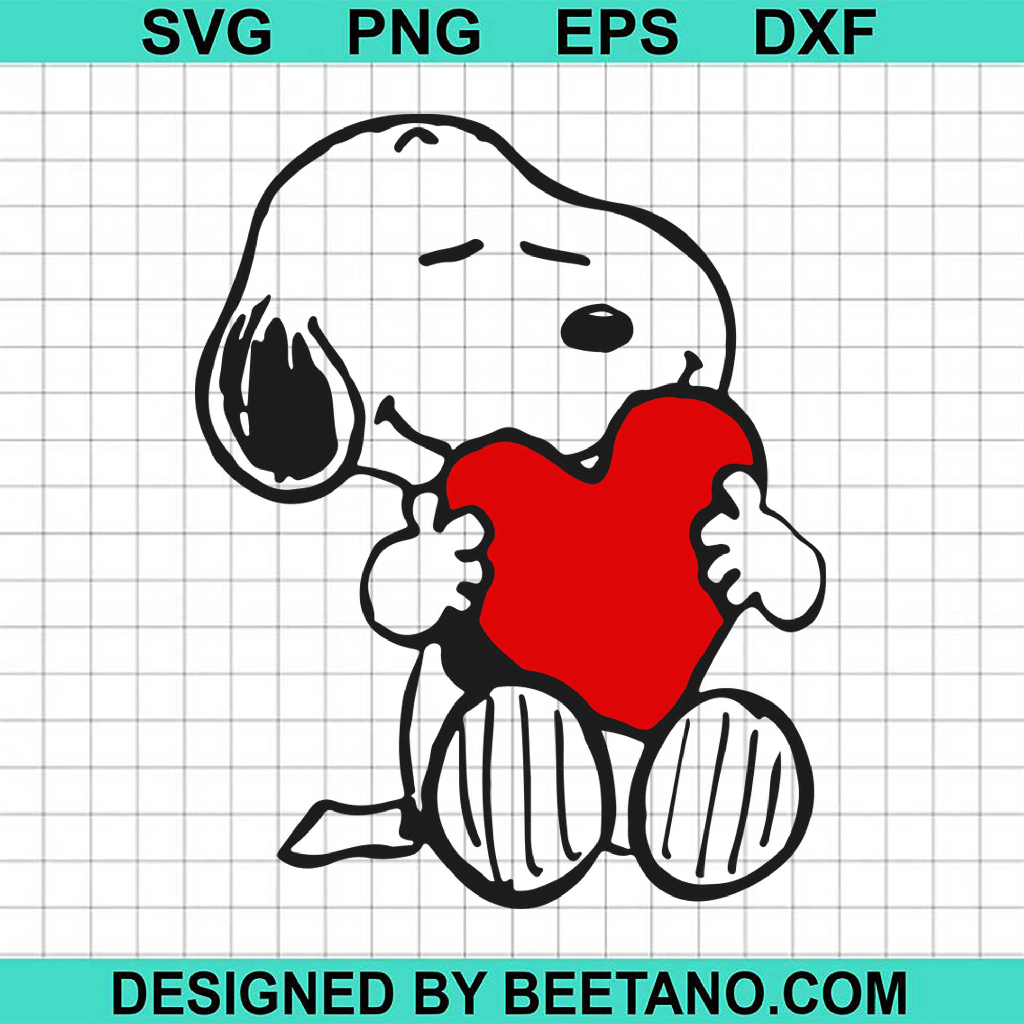 Snoopy Hug Heart Valentine Day SVG Cut File For Cricut Silhouette