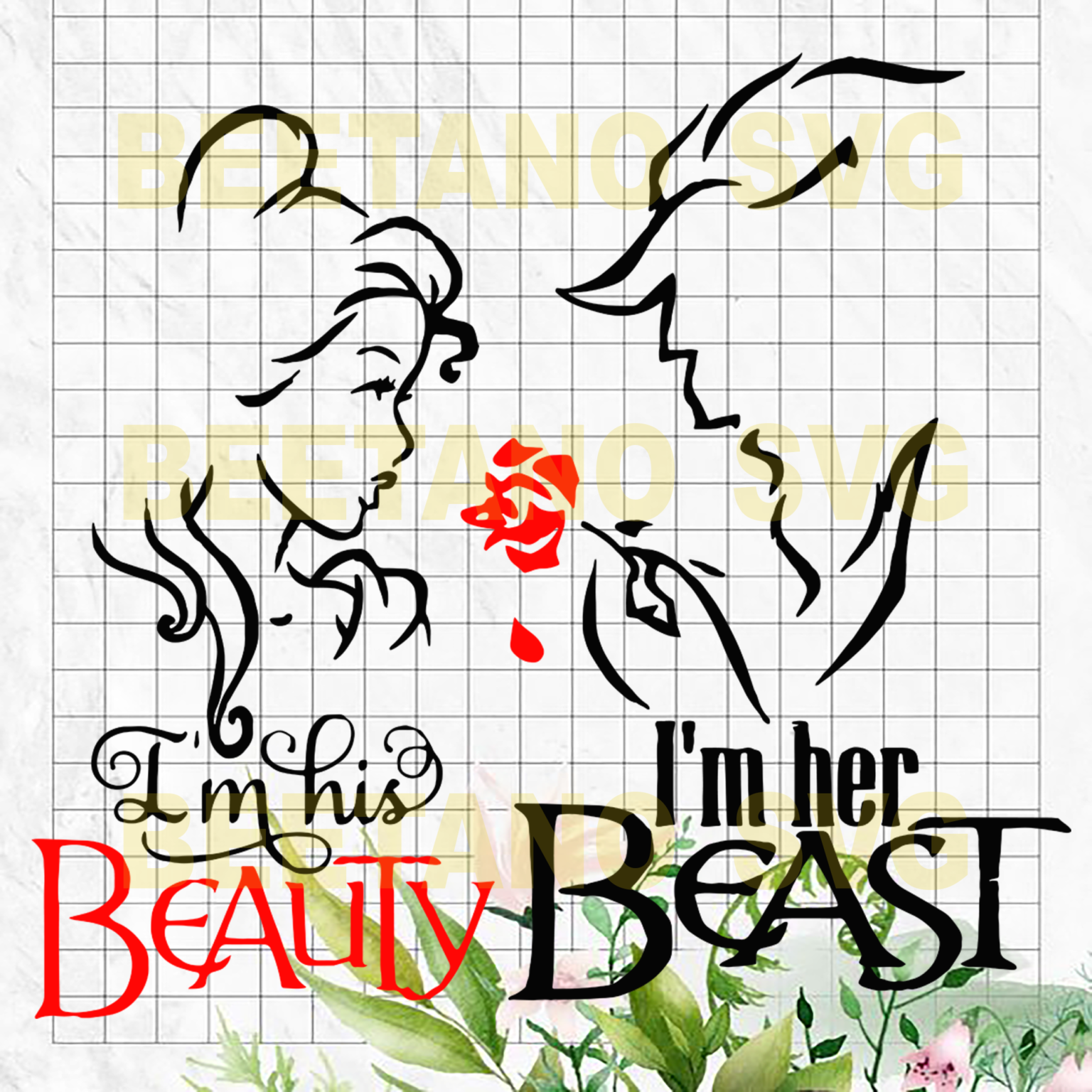 I'm His Beauty I'm Her Beast Svg, Beauty And The Beast Svg