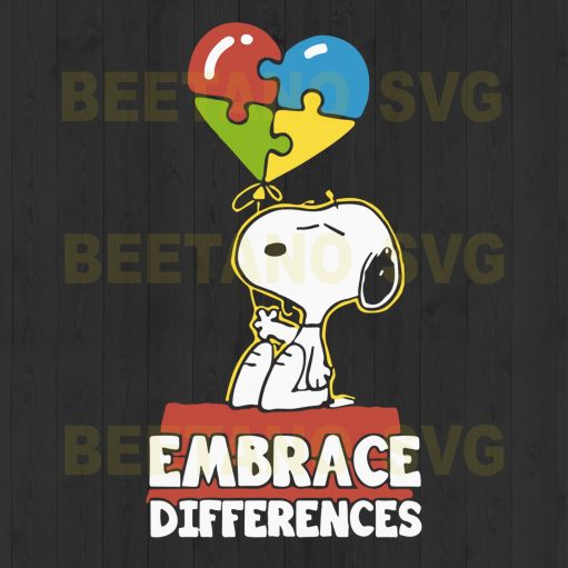 Snoopy Autism Embrace Differences, Snoopy Autism Svg, Snoopy Embrace Differences Files