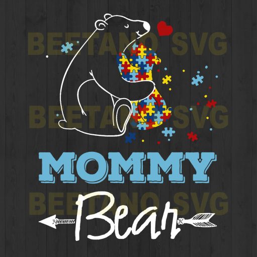 Autism Mommy Bear Svg