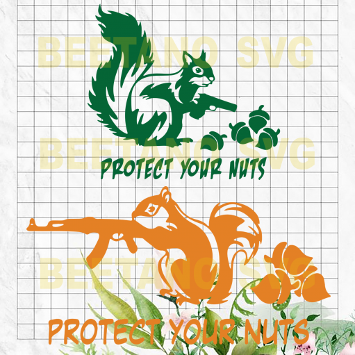 Protect your nuts Svg, Squirrel Wit Guns Svg Files, Funny Squirrel Files, Guns Vector, Guns Cutting Files For Cricut, SVG, DXF, EPS, PNG Instant Download