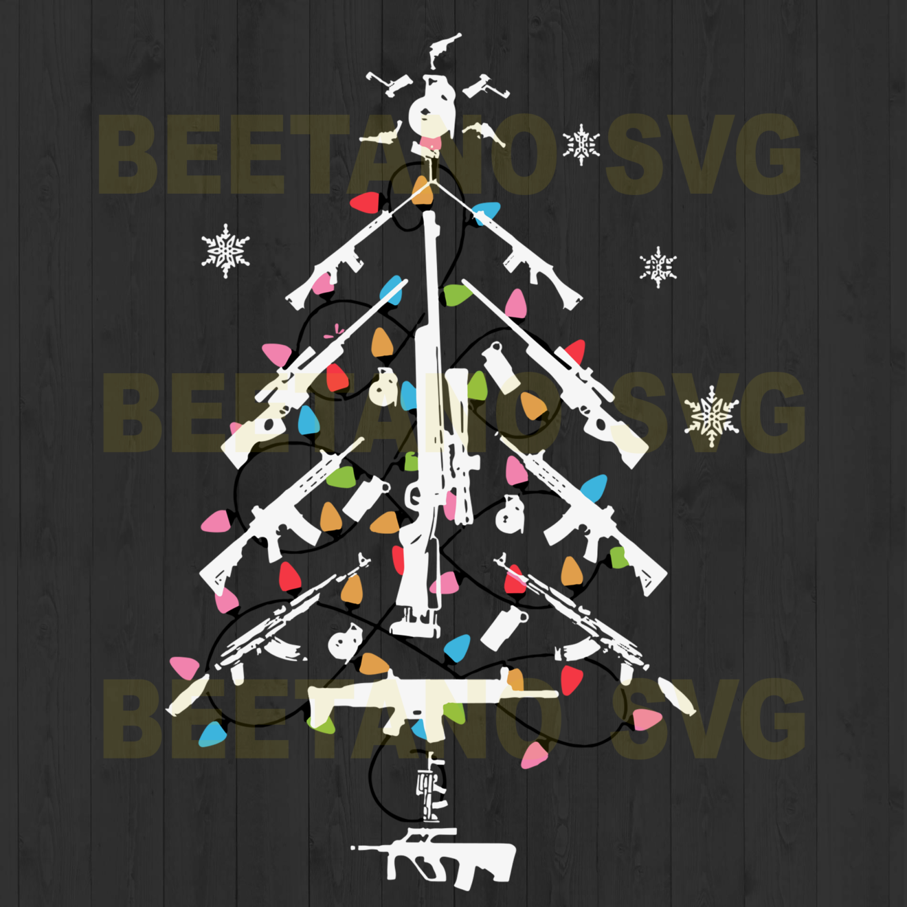 Guns Christmas Tree SVG, Guns SVG, Merry Xmas SVG