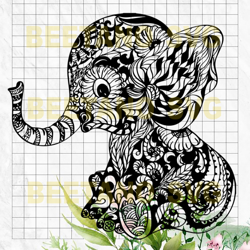 Mandala Baby Elephant Svg, Mandala Baby Elephant Vector, Mandala Baby Elephant Clipart, Mandala Elephant Vector, Elephant Cutting Files, Mandala Baby Elephant Cutting Files For Cricut, SVG, DXF, EPS, PNG Instant Download