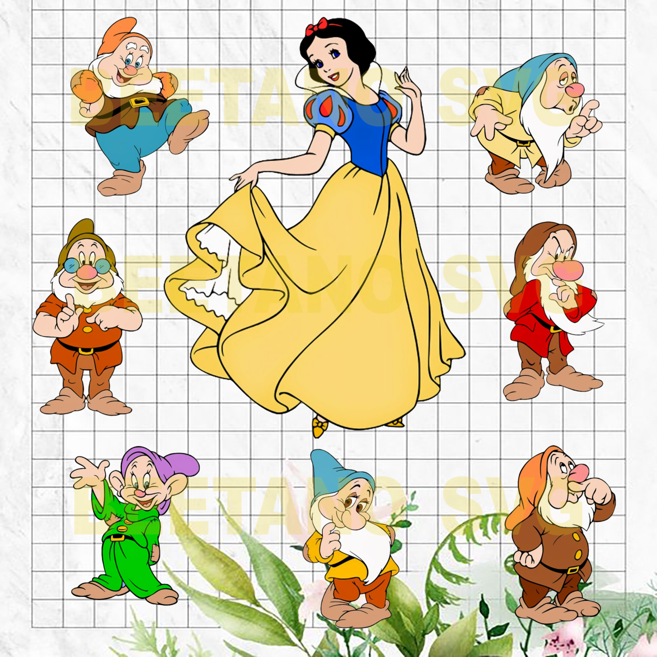 Snow White And The Seven Dwarfs Svg Files Cutting Files For Cricut Svg Dxf Eps Png Instant 