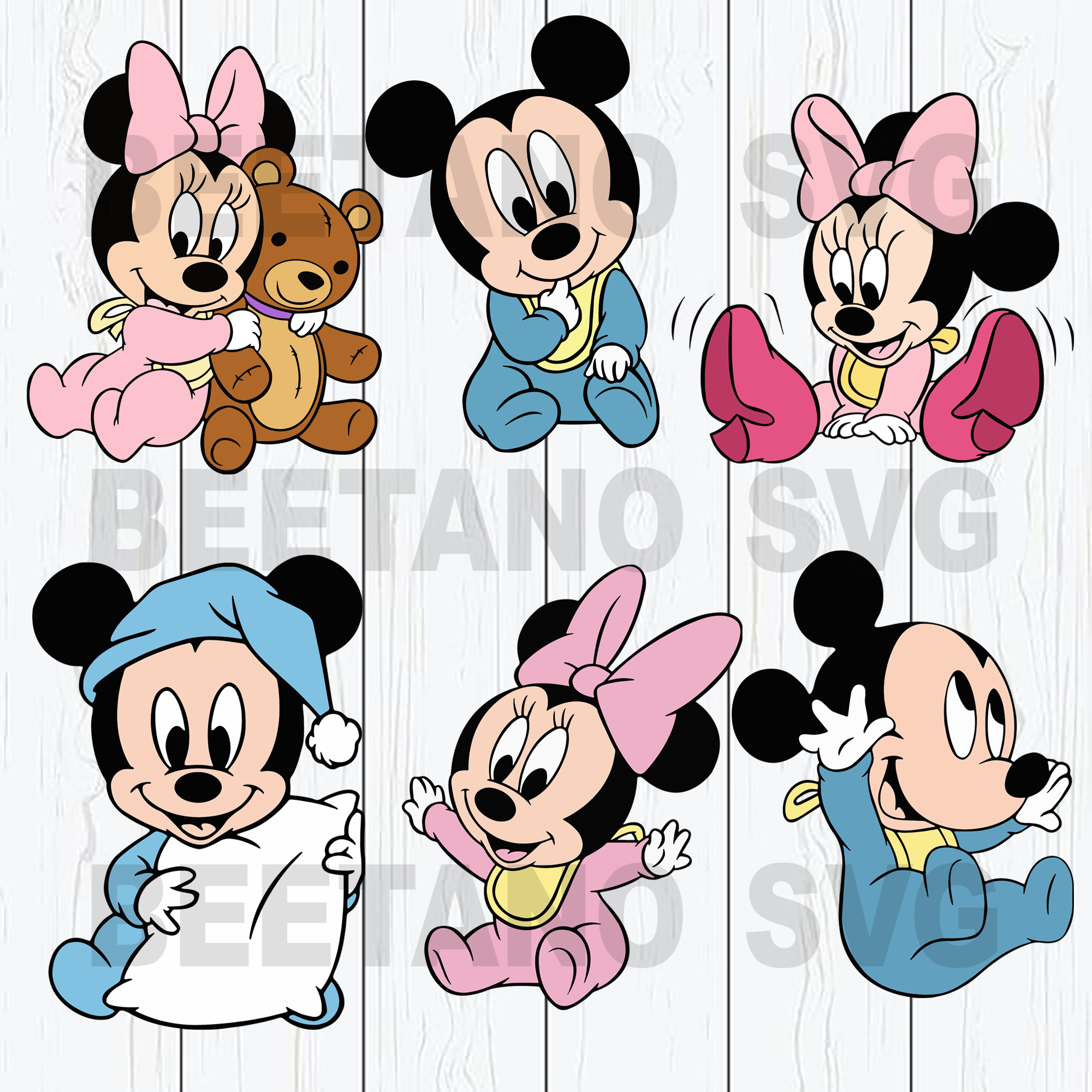 Baby Mickey mouse minnie mouse SVG, DXF, EPS, PNG Instant Download