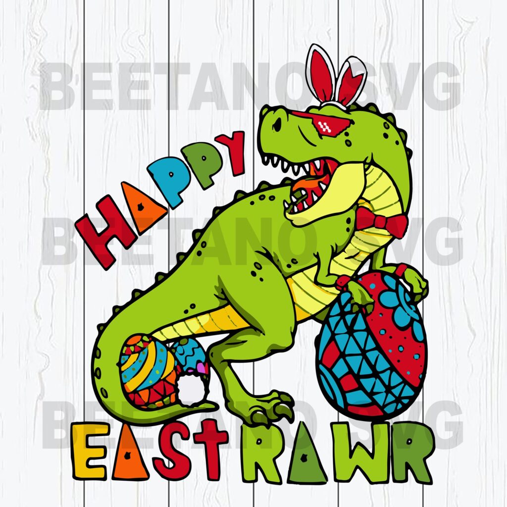 Happy Eastrawn Dinosaur Svg Files, Dinosaur Svg, Dinosaur Happy Easter ...