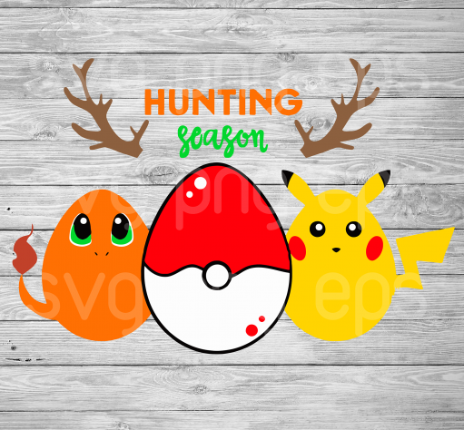 Hunting Season Svg, Pokemon Svg, Pikachu Svg Files, Pokemon Easter Egg Svg Files, Easter Egg Svg Files, Easter Cutting Files