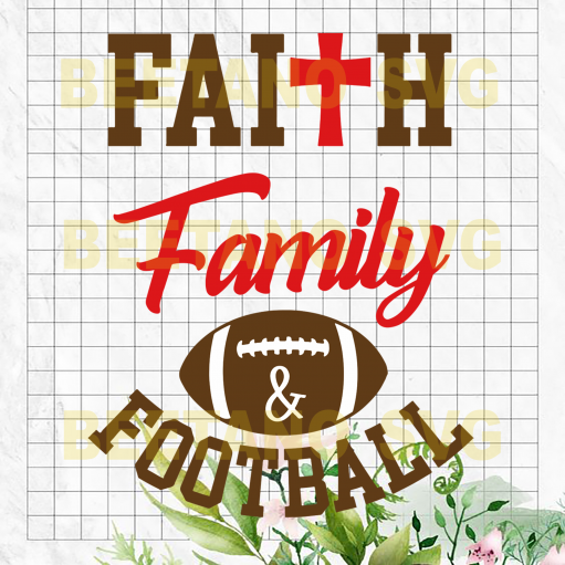 Faith Family Football Svg