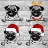 Santa Pug Christmas Bundle Svg