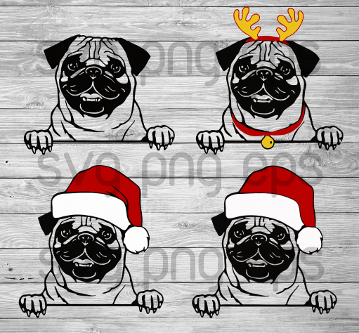 Santa Pug Christmas Bundle SVG