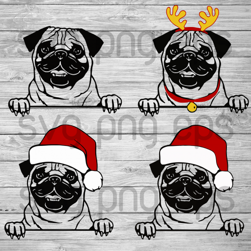 Santa Pug Christmas Bundle SVG