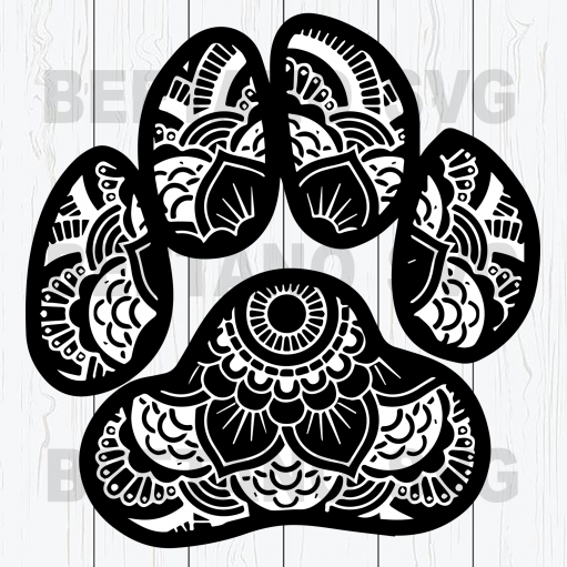 Paw Svg Files, Mandala Paw Svg Files, Mandala Svg, Paw Svg, Mandala Paw Cutting Files For Cricut, SVG, DXF, EPS, PNG Instant Download
