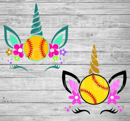 Softball Unicorn Svg