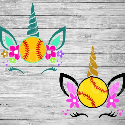 Softball Unicorn Svg