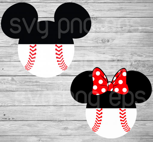 Softball Mickey Minnie Svg Bundle, Softball Svg Files For Cricut, Svg, Dxf, Eps, Png Instant Download