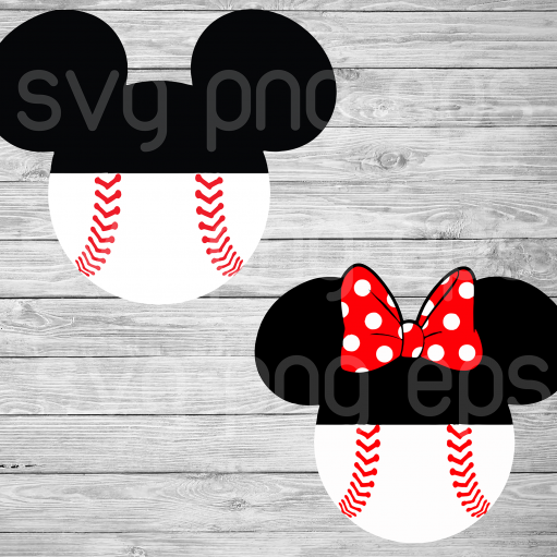 Softball Mickey Minnie Svg Bundle, Softball Svg Files For Cricut, SVG, DXF, EPS, PNG Instant Download