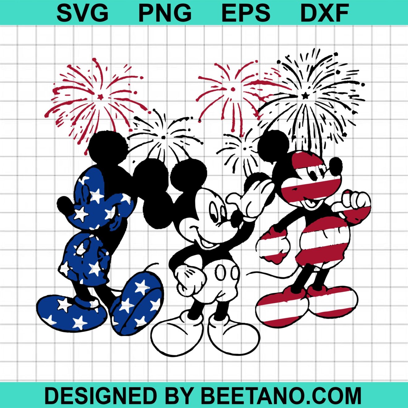 Mickey Mouse American Flag SVG, DXF, EPS, PNG Instant Download