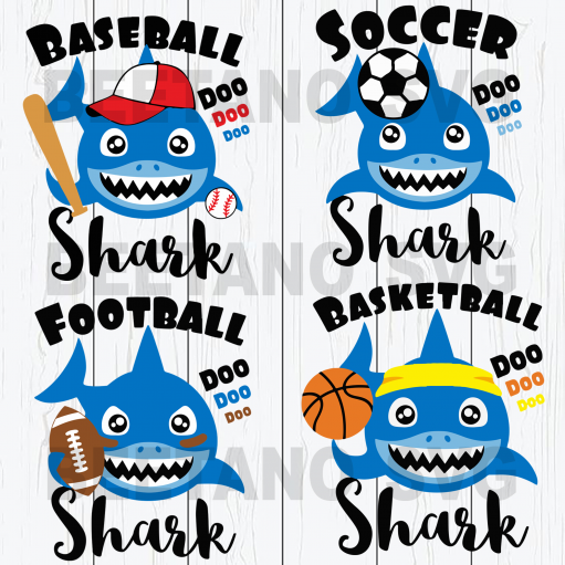 Baseball shark football shark doo doo doo SVG