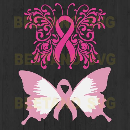 Pink Butterfly Breast Cancer Svg Bundle Files For Instant Download