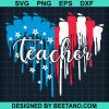 Teacher Heart American Flag Svg