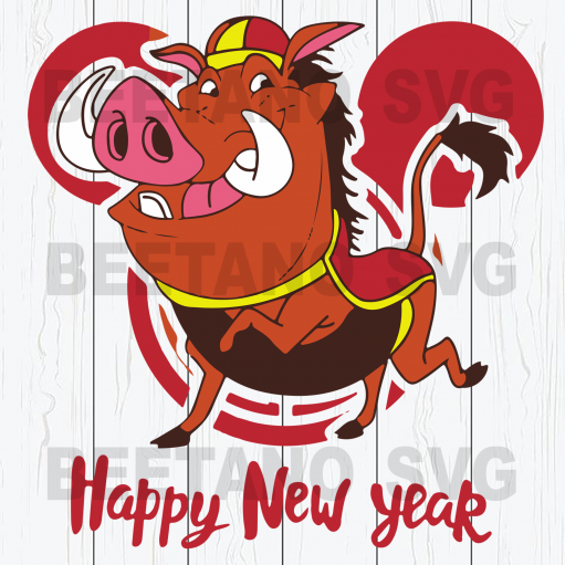Happy New Year Simba Cutting Files For Cricut, Svg, Dxf, Eps, Png Instant Download