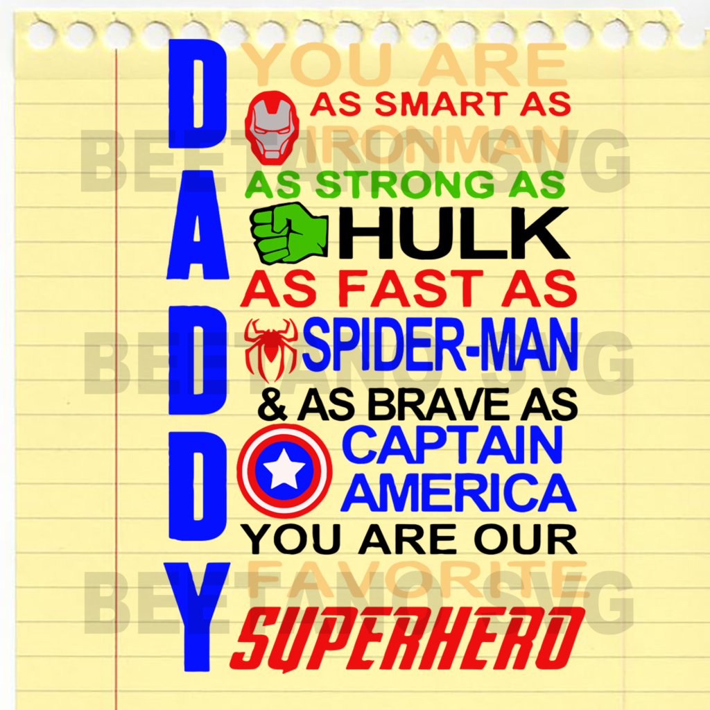 Daddy Superhero Svg, Daddy Marvel Superhero SVG,