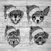Mandala Christmas Dog Svg, Christmas Dog Svg Bundle, Funny Dog With Santa Hat Clipart Cricut, Christmas Dog Svg Bundle, Funny Santa Dog Svg Files
