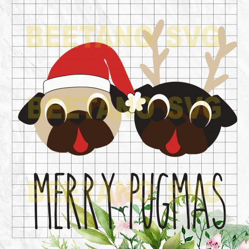 Merry Pugmas Svg Files, Funny Pug Santa Hat Svg, Pug Santa Svg, Christmas Svg Files For Cricut, SVG, DXF, EPS, PNG Instant Download