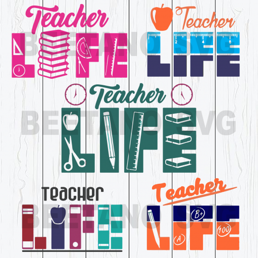 Teacher life bundle Cutting Files For Cricut, SVG, DXF, EPS, PNG Instant Download