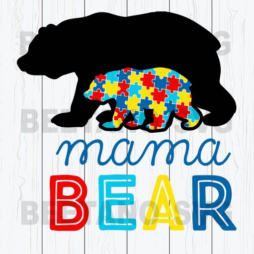 Mama Bear Svg Files, Autism Mama Bear Svg, Bear Svg, Bear Svg Files, Mama Svg Files