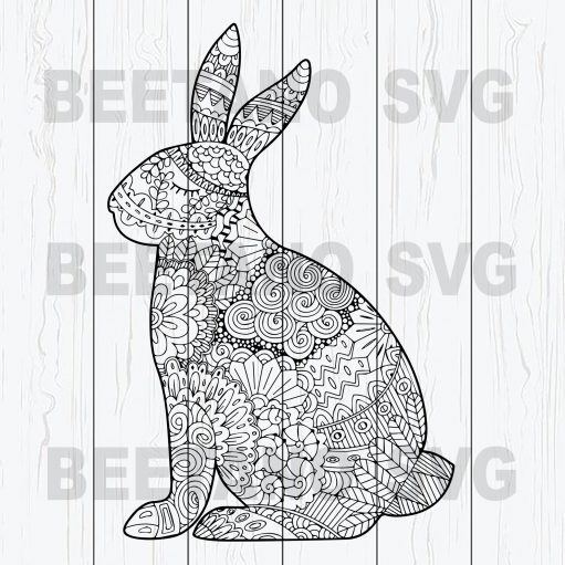 Mandala Bunny Svg, Bunny Easter Svg Files, Mandala Rabbit Svg, Happy Easter Svg Files