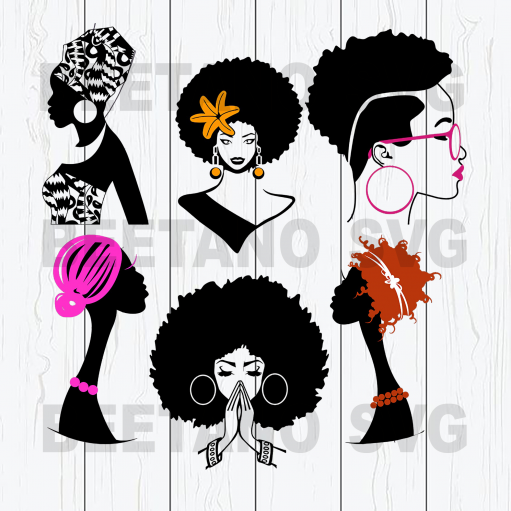 Afro women black girls bundle SVG