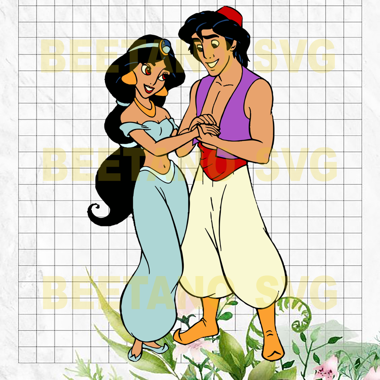 Aladdin and Jasmine SVG, Disney Jasmine SVG, DXF, EPS, PNG Cutting Files