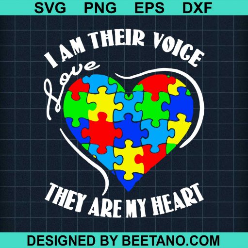 Autism Awareness I Am Their Voice Love They Are My Heart svg