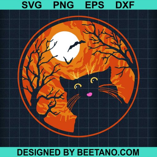 Black Cat Blood Moon Svg