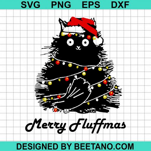 Black Cat Santa Hat Merry Fluffmas 2020
