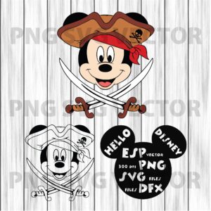 Pirate Mickey Svg, Mickey Face svg, Cute Mickey Svg, Mickey Clipart ...