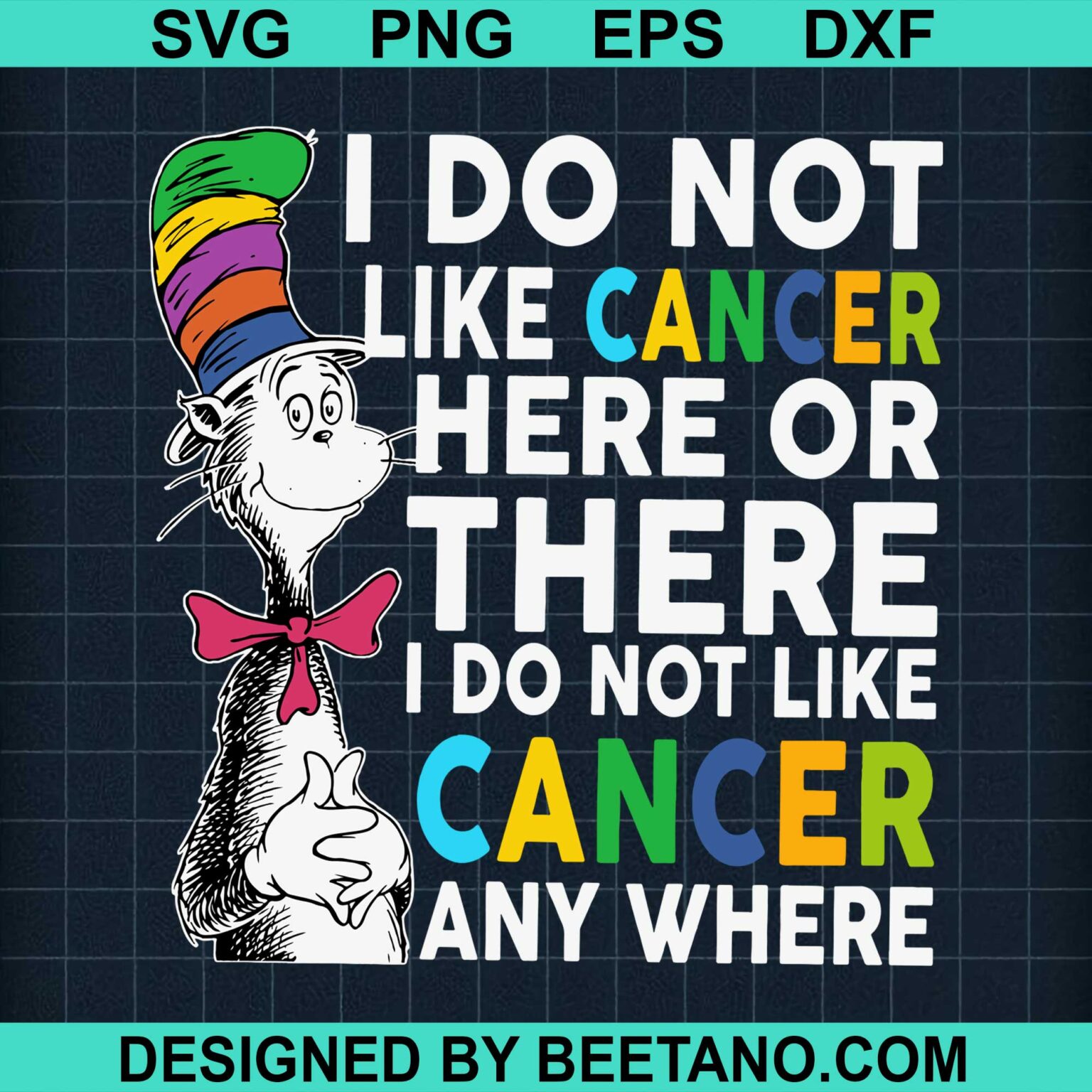 Dr Seuss Breast Cancer svg, I Do Not Like Cancer Here Or There