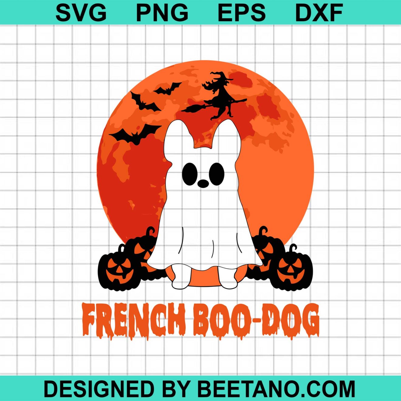French Boo Dog svg, Dog Halloween