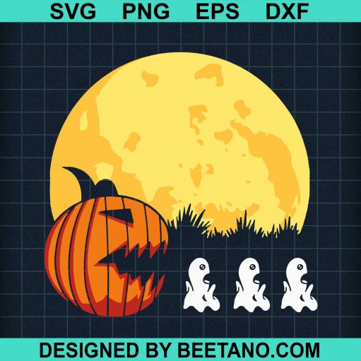 Funny Halloween Pumpkin Eats Ghost