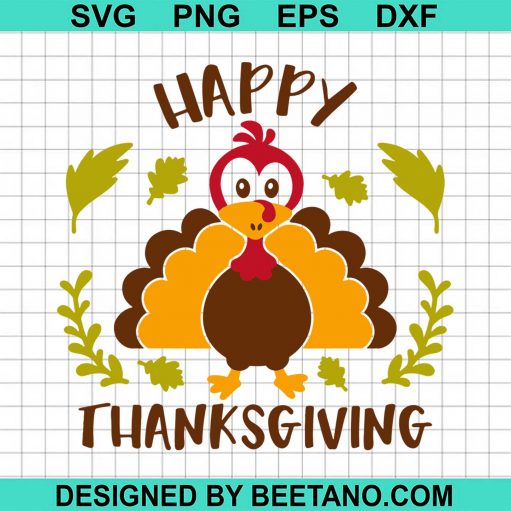 Happy Thaksgiving turkey floral SVG