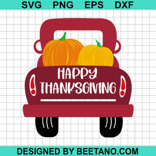 Happy Thanksgiving Pick Up Truck Pumpkin