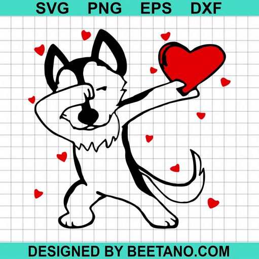 Husky Dabbing Heart Valentine