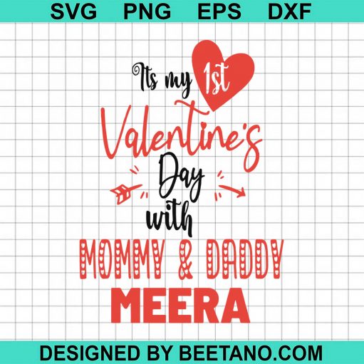 Is My 1St Valentines Day With Mommy Daddy Baby Romper Svg