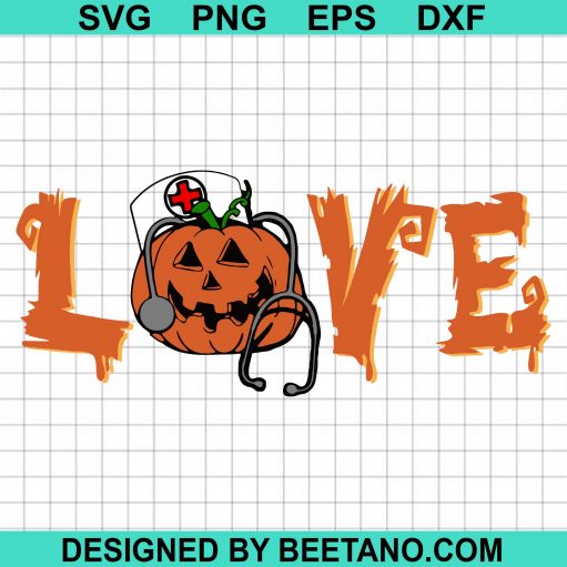 Love Nurse Stethoscope Pumpkin Halloween svg