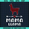 Mama Llama Christmas Pajama Red Plaid Buffalo Svg