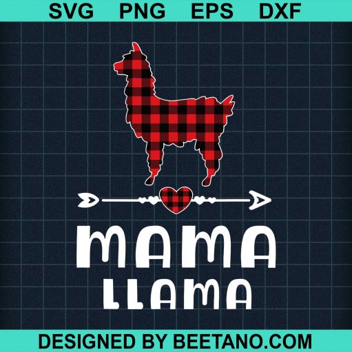 Mama Llama Christmas Pajama Red Plaid Buffalo Svg