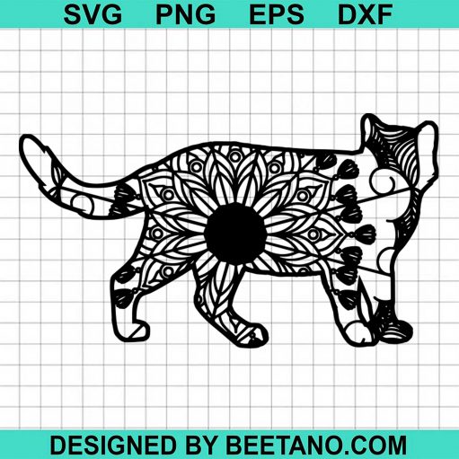 Mandala Cat floral SVG