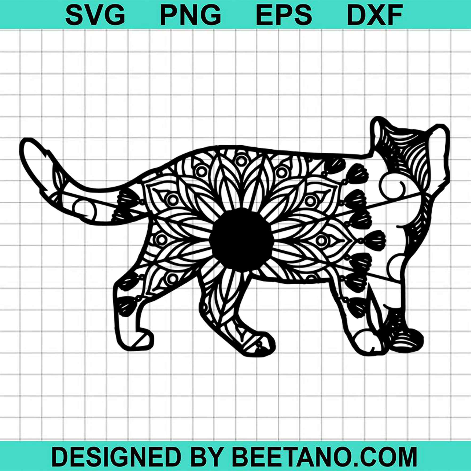 Mandala Cat floral SVG, CAt SVG cut file for cricut silhouette machine ...