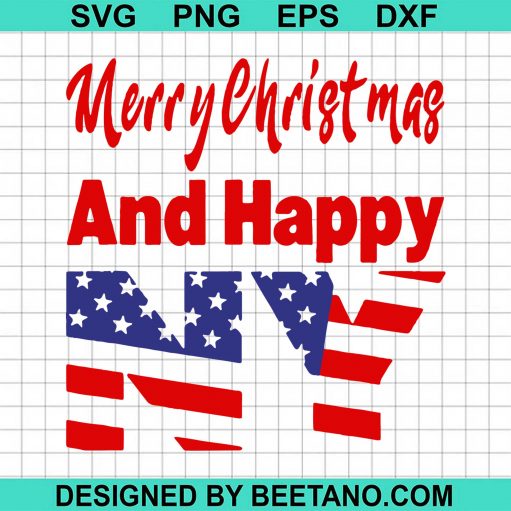 Merry Christmas And Happy New Year Us Flag svg